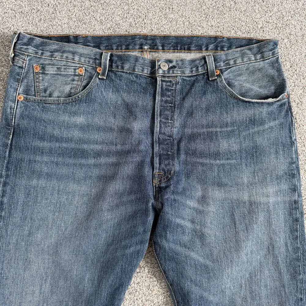 Levis 501 Original Fit Stretch Jeans Mens Blue Denim Button Fly Size 40x30